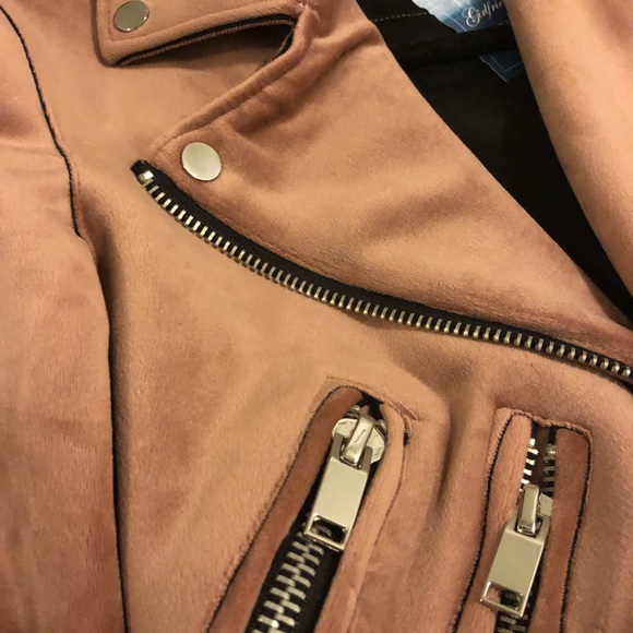 Blush Pink Velvet Motorcycle Jacket - Picture 3 of 5